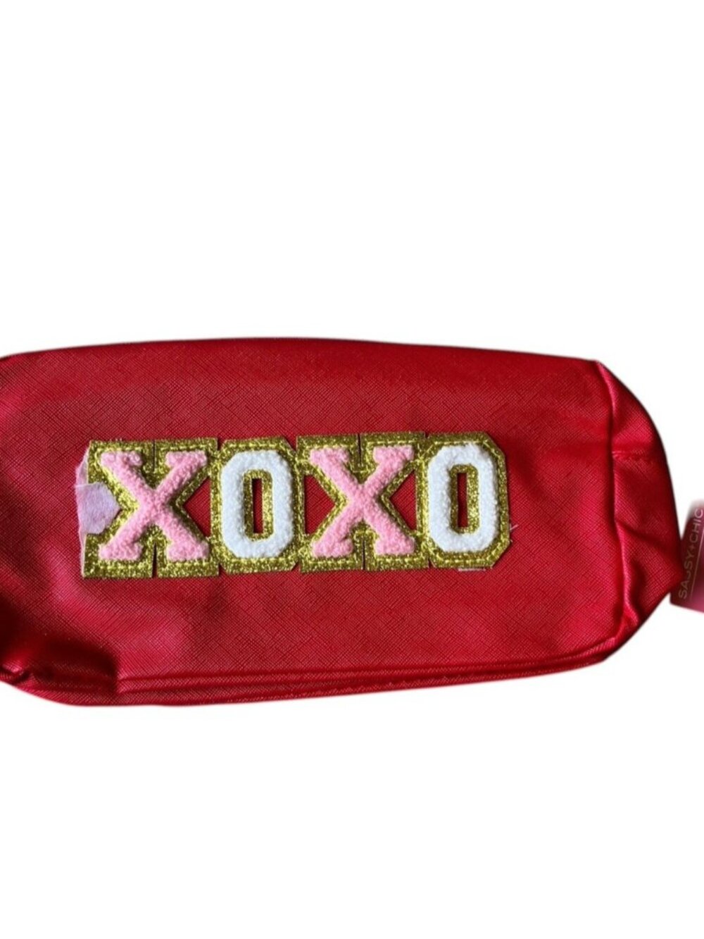Sassy + Chic XOXO Red Cosmetic Makeup Travel Canvas Bag Hugs And Kisses Love NWT
